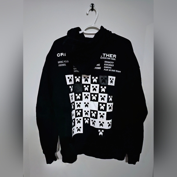 Lacoste LIVE x Minecraft Men's Black Graphic Print Loose Fit Hoodie - Size L - Picture 10 of 11